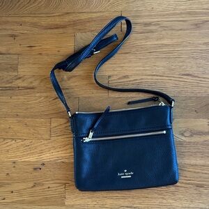 kate spade Black Pebbled Leather Zip Crossbody